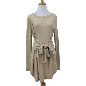 Pure + Good Anthropologie Sweater Tunic Dress Womens M Medium Belted Curved Hem